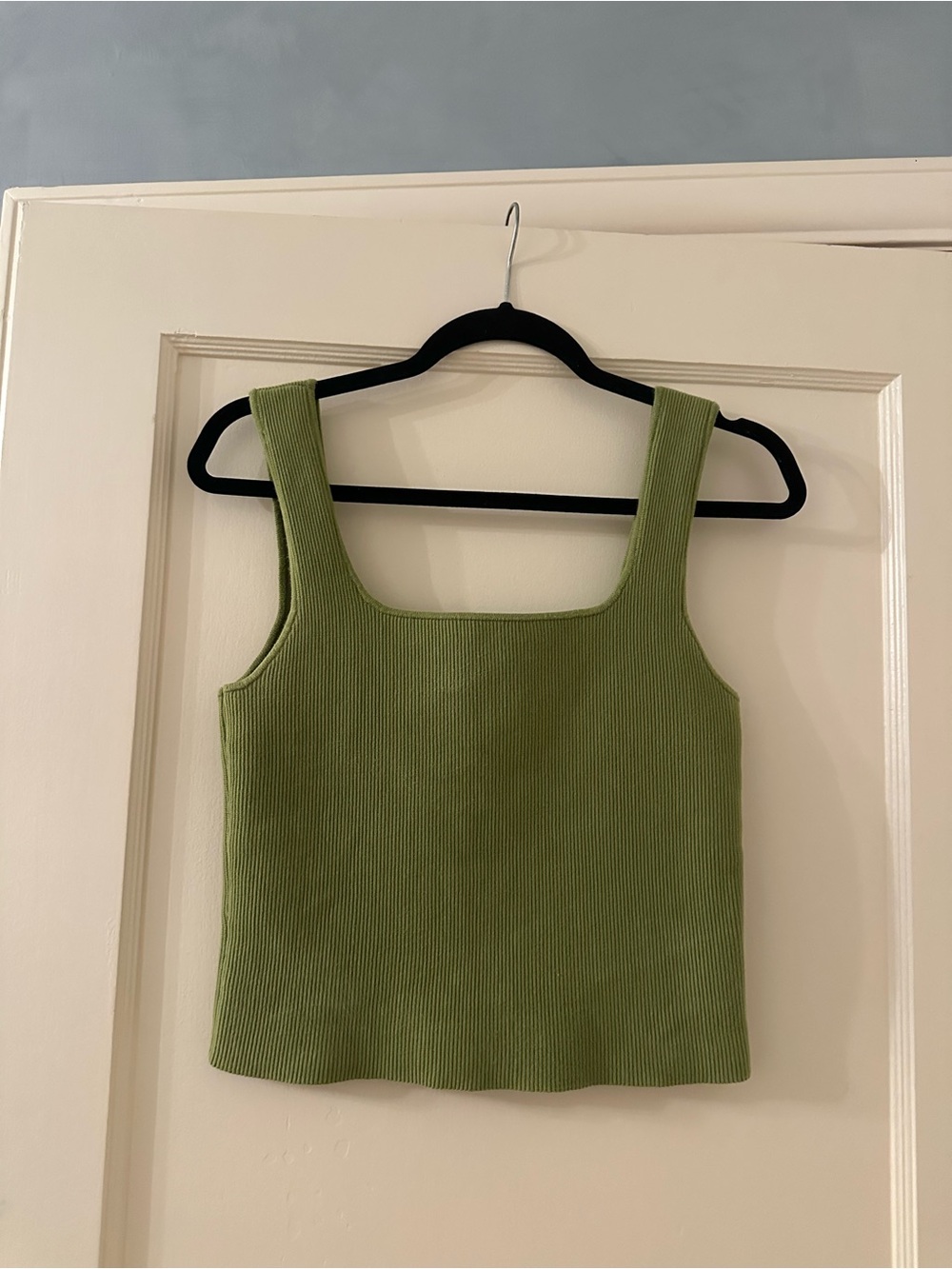 Reformation Olive Ribbed Square-Neck Tank